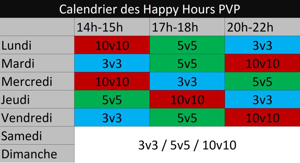 Calendrier des Happy Hours
