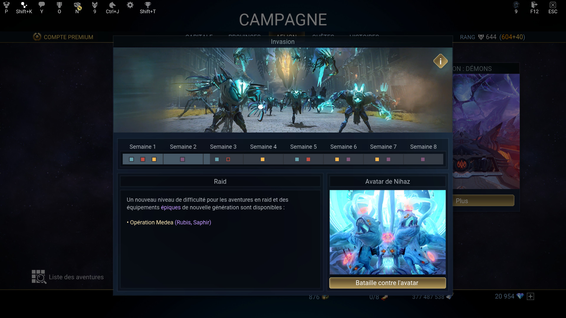 Interface d'une invasion en cours