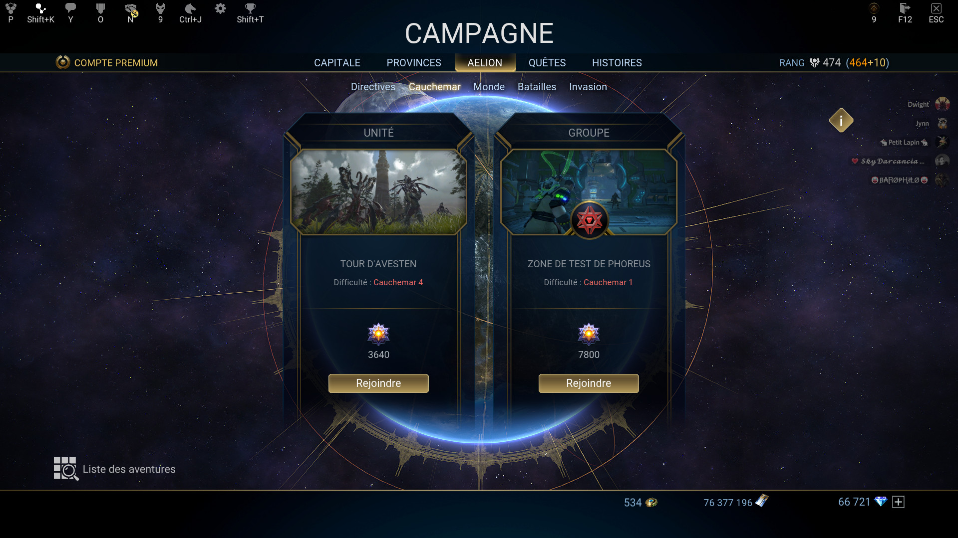 Menu des Cauchemars