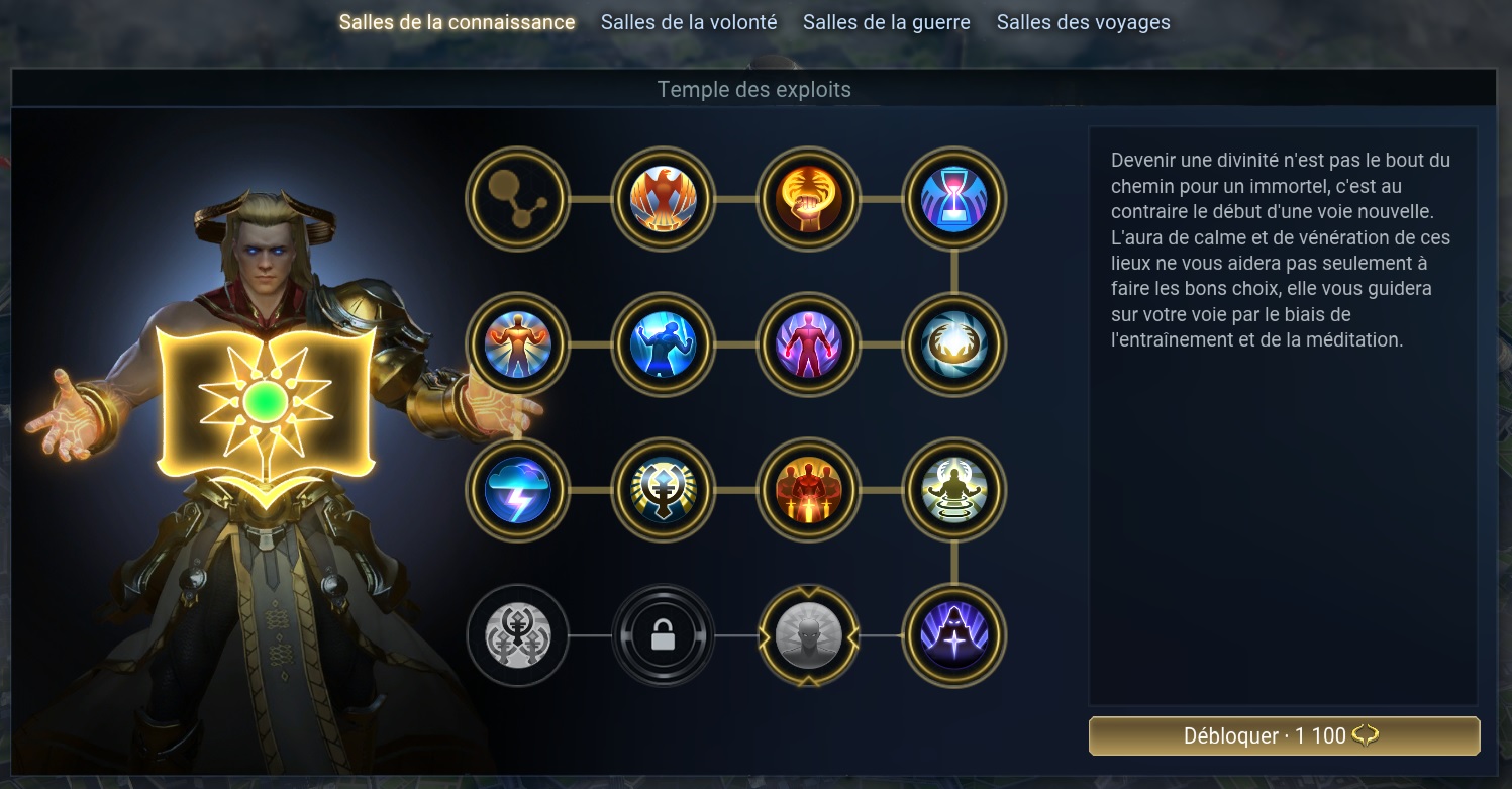 Interface du Temple des Exploits